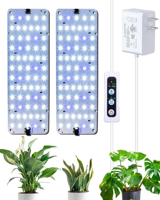 DOMMIA Grow Light, 20W Ultra-Thin Panel Grow Lights for Indoor Plants, High PPFD Full Spectrum, Dimmable, 6/12/16H Timer Auto on/Off, Suitable for Indoor Growing, Warm White 1-Pack