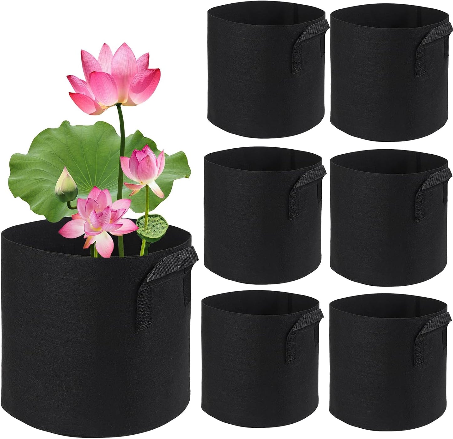6Pcs Lily Plant Pots for Pond, Aquatic Pond Planter for Pond Durable Breathe Reusable Fabric Plant Bags for Aquatic Plants, Potato, Carrot, Onion, Flower (3 Gallon)