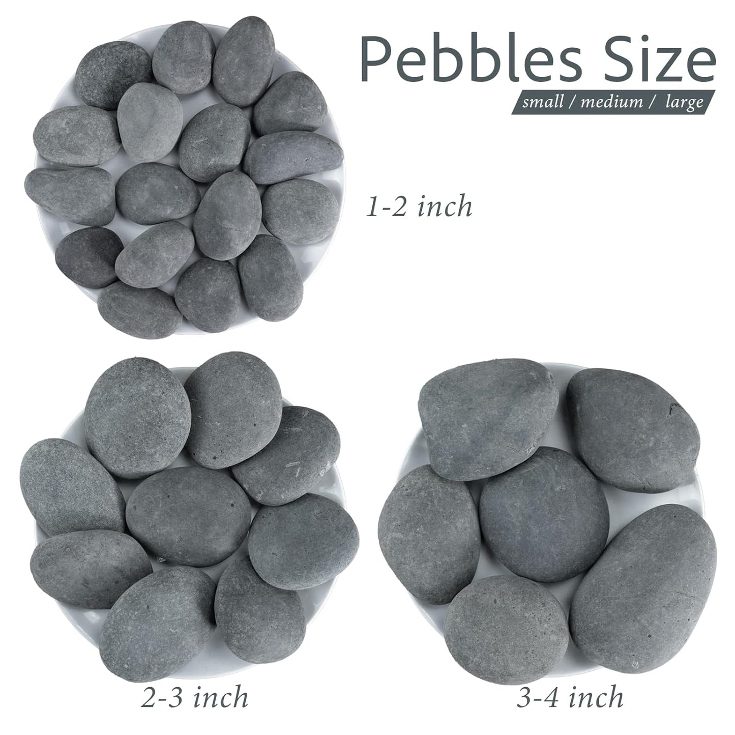 Large River Rocks, 20lbs Aquarium Rocks, 3-4 Inch Black Pebbles for Indoor Plants, Natural Stones for Landscaping Garden Paving Plant Rocks Crafting Walkways