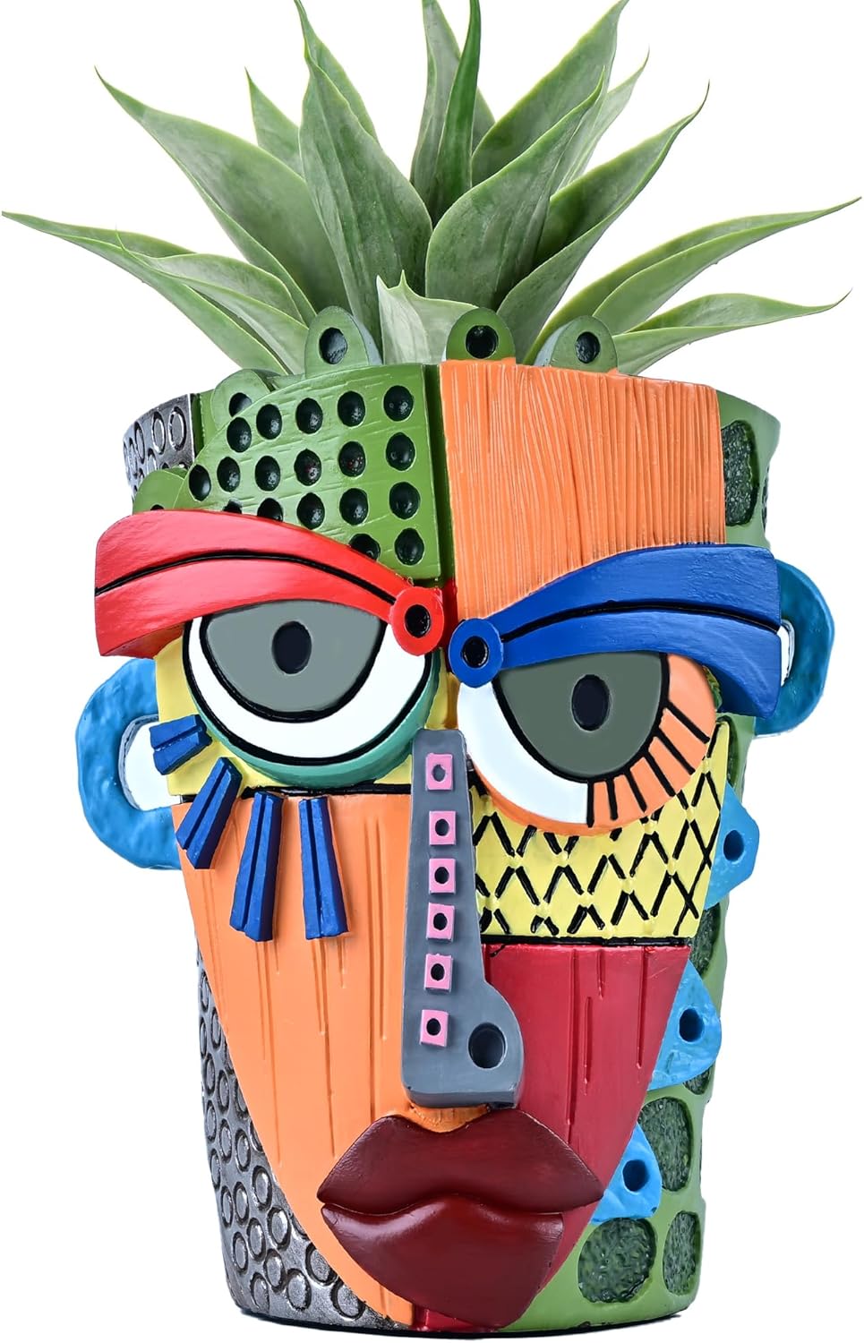 Bohemian Face Planter Pots for Plants,Hand-Painted Colorful Flower Pots with Drainage, Indoor Outdoor Garden Decor Gift(Modern,Small)