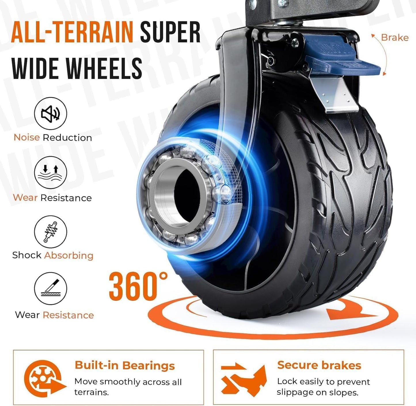 Overmont 45'' Collapsible Foldable Extended Wagon Cart - 300L Heavy Duty 440lbs Large Capacity Folding Utility Wagon with All-Terrain Wide Wheels for Camping Sports Grocery Picnic
