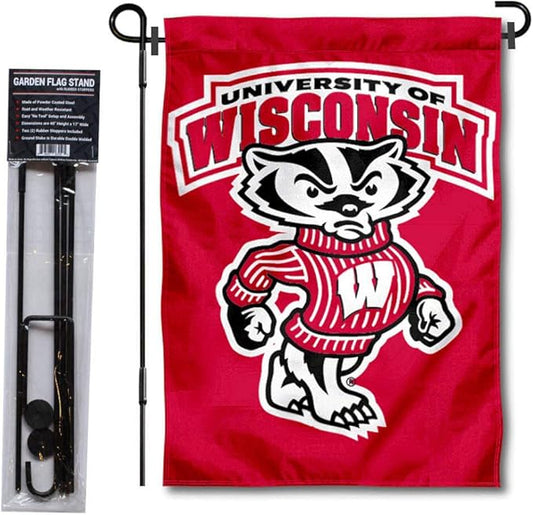 College Flags & Banners Co. Wisconsin Badgers Bucky Garden Flag with Stand Holder