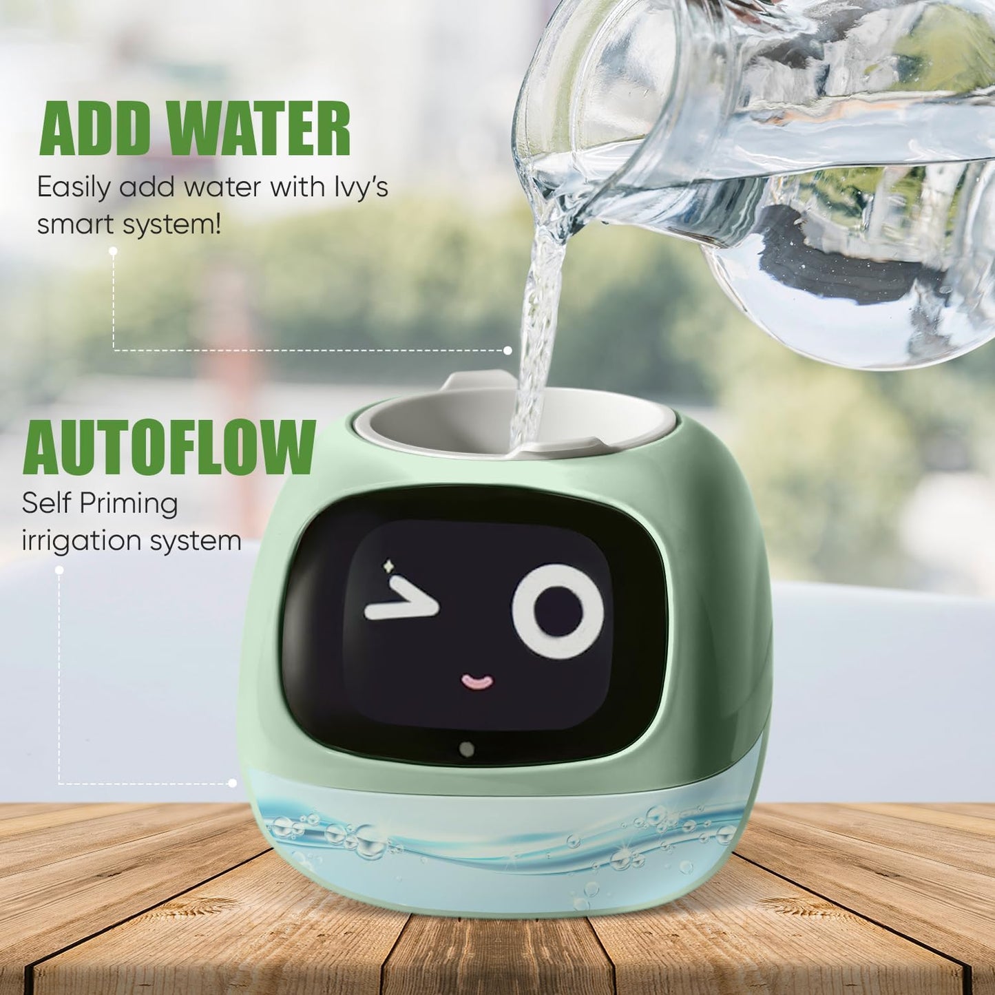 Interactive Plant Pot – Smart Planter, AI Pet Plantagotchi, tamagotchi, Leafypod and Plantiboy, Robot Flower with Feelings, Electric Maceta, Indoor Flowerpot with Water, Digital Gifts (green)