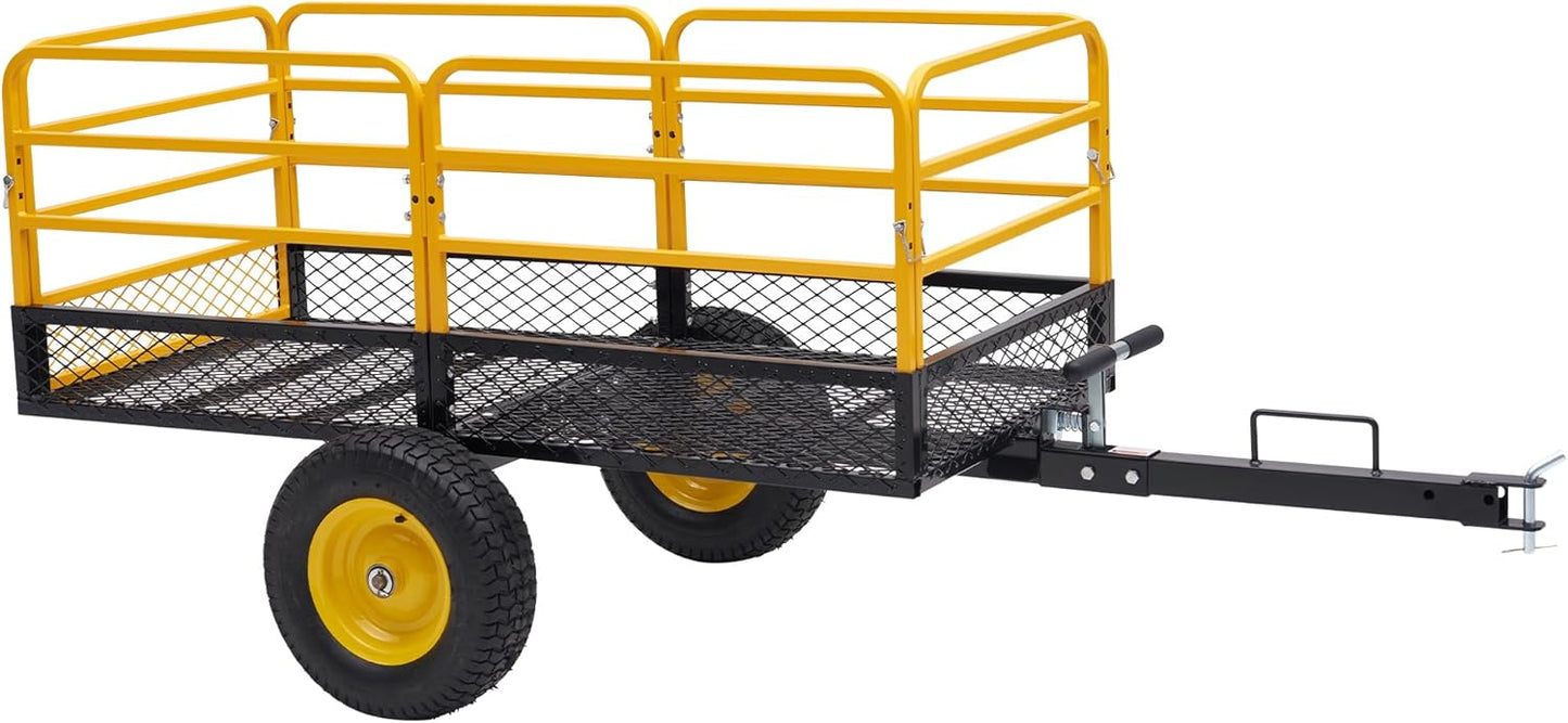Jocisland Heavy Duty Garden Utility Trailer, 1500 Lbs 20 Cu.Ft ATV UTV Trailer Tow Behind Dump Cart with Removable Sides and Convenient Handle, Yard Lawn Mower Cart for Tractor