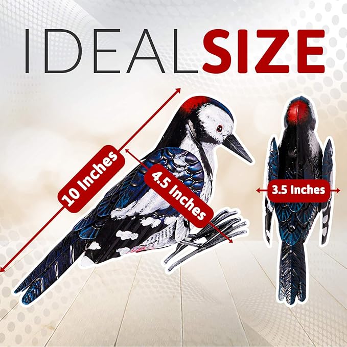 Shefio Woodpecker Gifts - Metal Woodpecker Yard Art - Handmade Outdoor Decor - Backyard & Garden Gifts