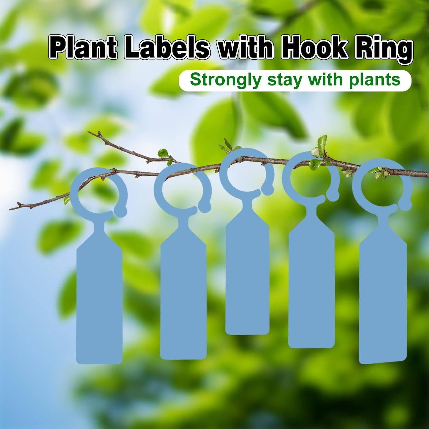 Plant Labels Yuanling 100Pcs Plastic Waterproof Plant Tree Tags Nursery Garden Markers for Indoor Outdoor Gardening Plants Vegetables Flowers Potted (Blue Color with 1 Marker Pen)
