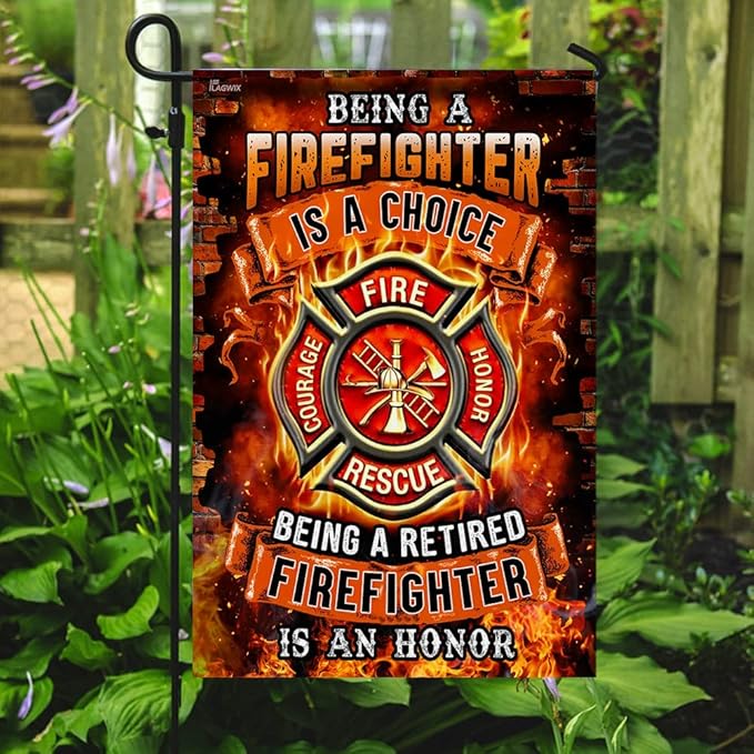 Flags-Being A Retired Firefighter Is An Honor Flag TRN245F1, Garden Flag (11.5" x 17.5")-USA House Garden Flags Premium Polyester-Decorative Outdoor Flags