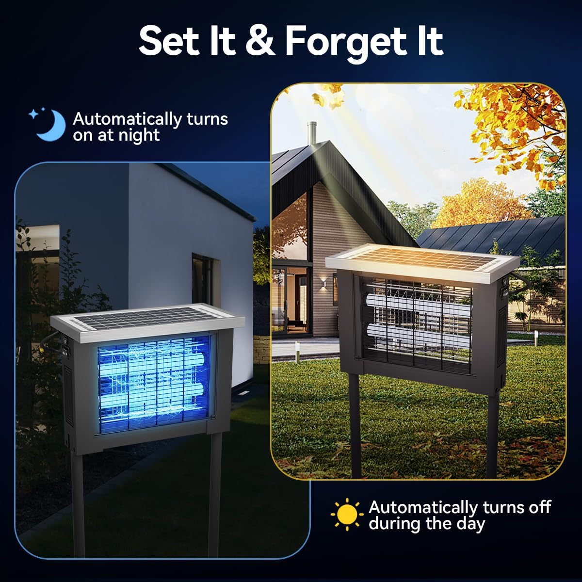 Solar Bug Zapper Outdoor Waterproof Patio Mosquito Zapper Solar Powered with Light Sensor Portable Camping Fly Trap for 2000 sq.ft Fly Zapper Mosquito Killer Ideal for Garden and Backyard