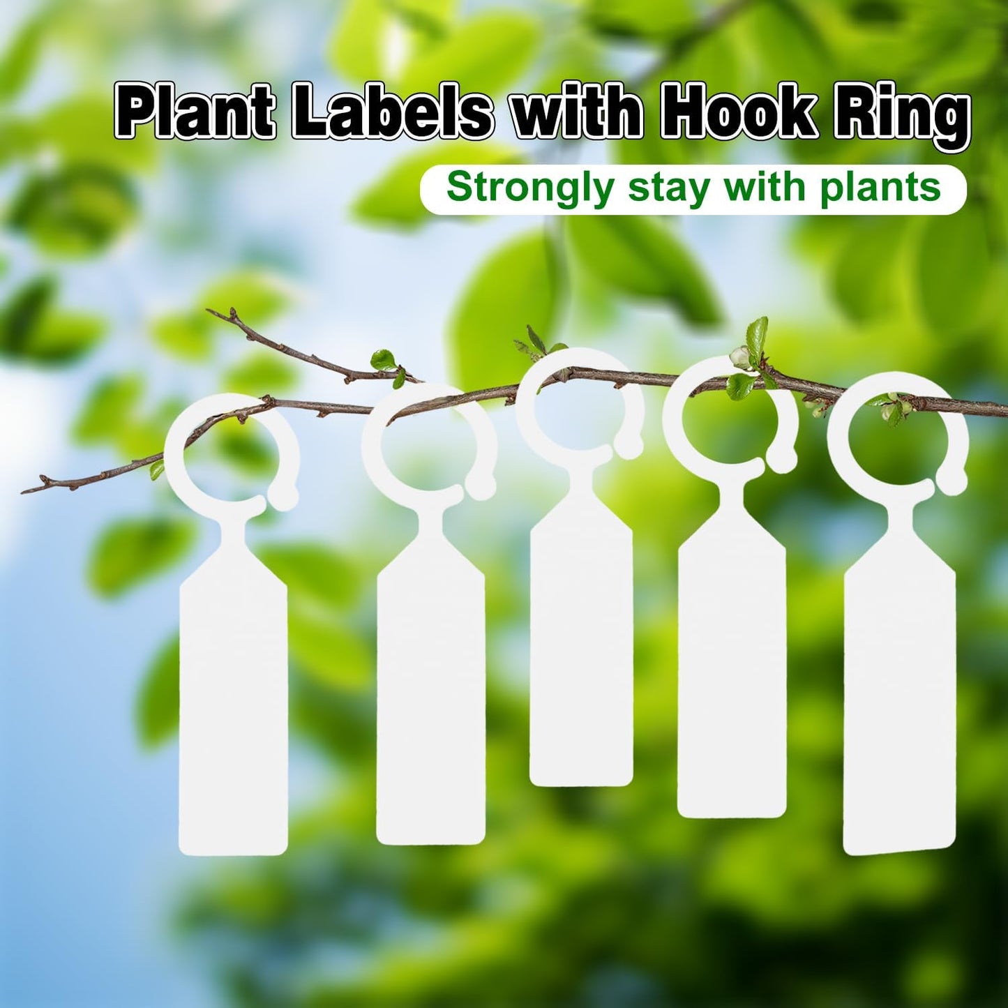 Plant Labels Yuanling 100Pcs Plastic Waterproof Plant Tree Tags Nursery Garden Markers for Indoor Outdoor Gardening Plants Vegetables Flowers Potted (White Color with 1 Marker Pen)