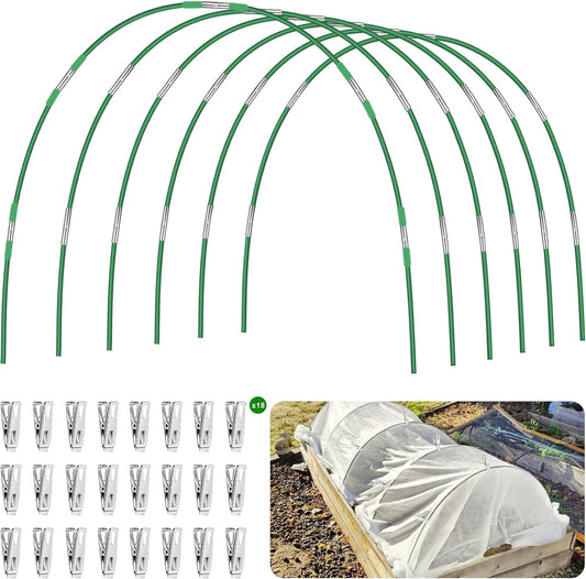 FOTMISHU Garden Hoops for Raised Beds Row Cover,6 Sets 8.4ft Grow Tunnel,Rust-Free Fiberglass Greenhouse Support Hoops Frame for Garden Mesh Netting, Outdoors Plant Growth -36PCS