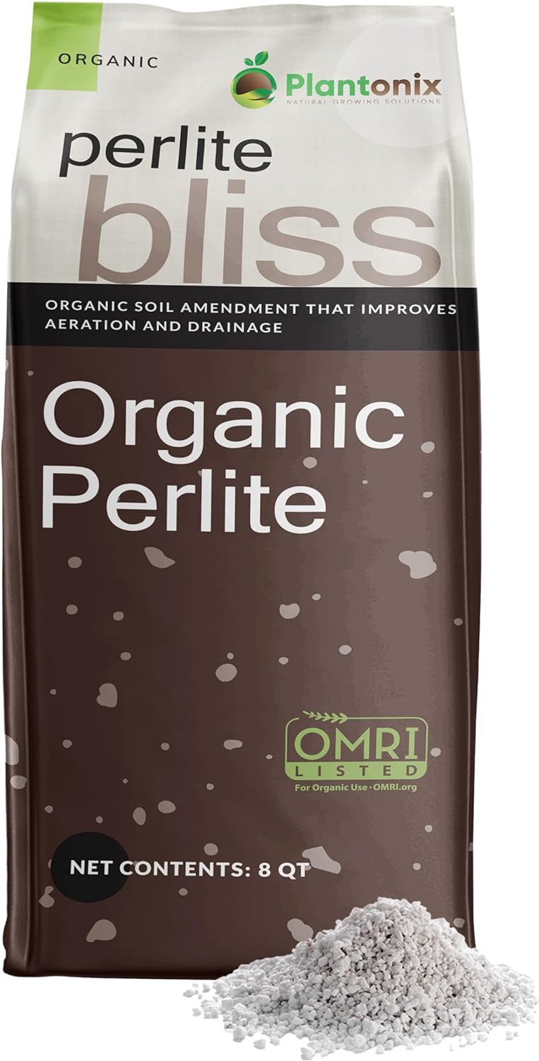 Perlite Bliss (8 Qts) - Organic Perlite for Plants - Coarse Perlite Bulk Soil Amendment - Chunky Perlite for Plants, Potting Soil, Garden Soil, & Coco Coir - Horticultural Perlite for Gardening