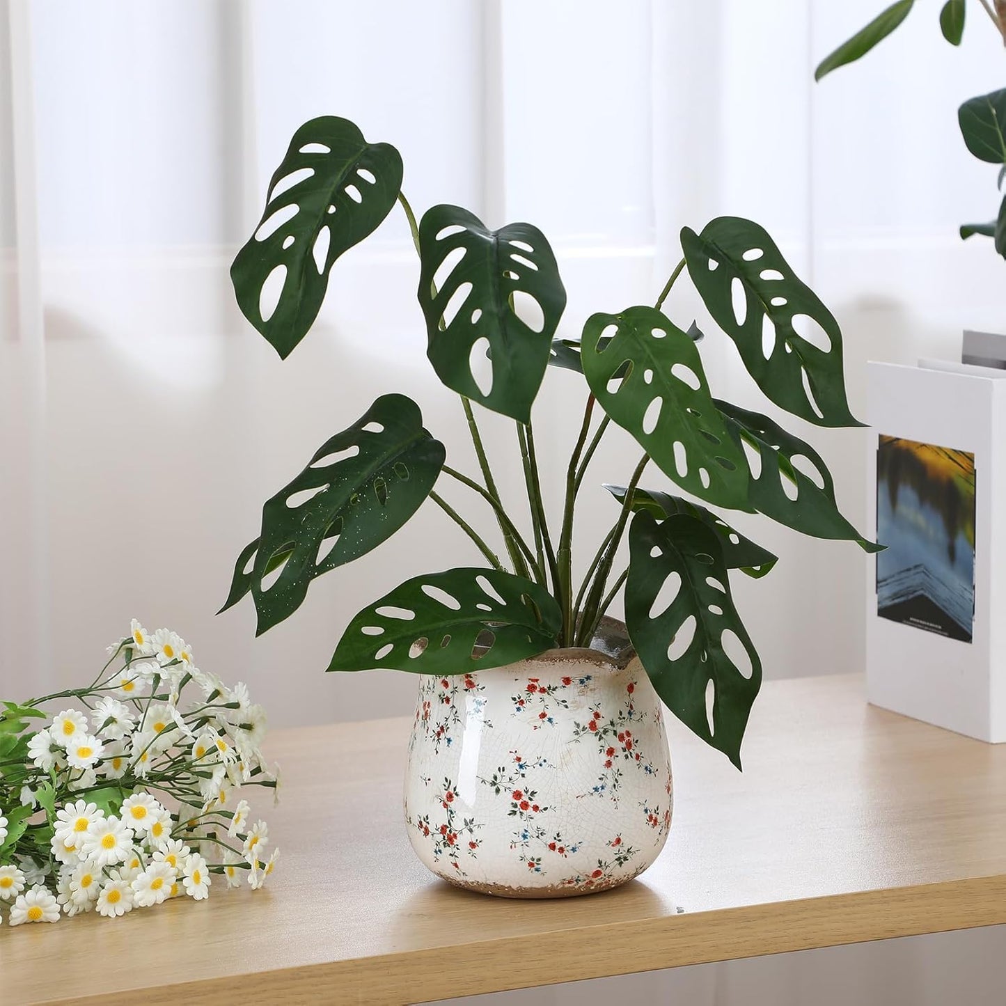 Newtay 6 Inch Ceramic Plants Pots Vintage Ceramic Flower Planters Crackle Glaze Finish Flower Pots Decorative Floral Vintage Planters for Living Room Garden Home Decor Gifts(Cute)