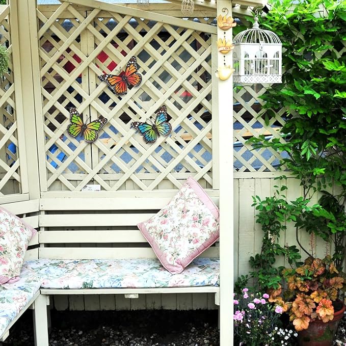 EOORAU Metal Butterfly Wall Decor - 3 Pcs Butterflies Wall Sculpture Hanging Decorations for Outdoor Fences Patio Yard Fence Garden Decorations, Gifts for Mom Friends