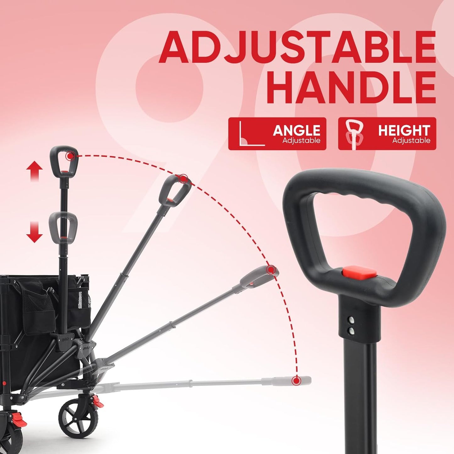 Collapsible Foldable Wagon Cart with 330lbs Weight Capacity, Heavy Duty Folding Wagon Cart with Big All-Terrain Wheels & Drink Holders. Black