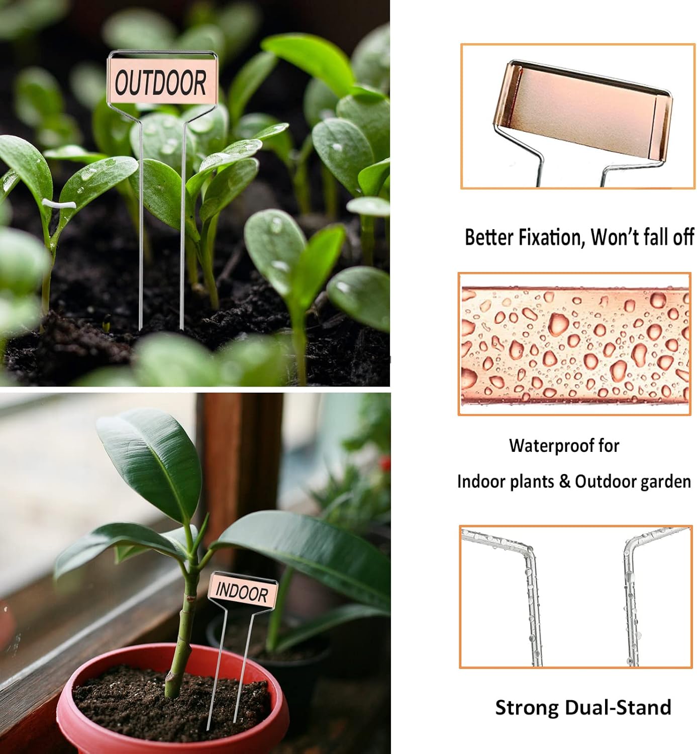 30-Pack Copper Plant Markers Metal Plant Labels 6in&10inch Plant Markers for Outdoor Plants, Garden Markers Plant Labels for Seedlings Herbs Flowers Vegetables Tree Tags Gardening Gifts