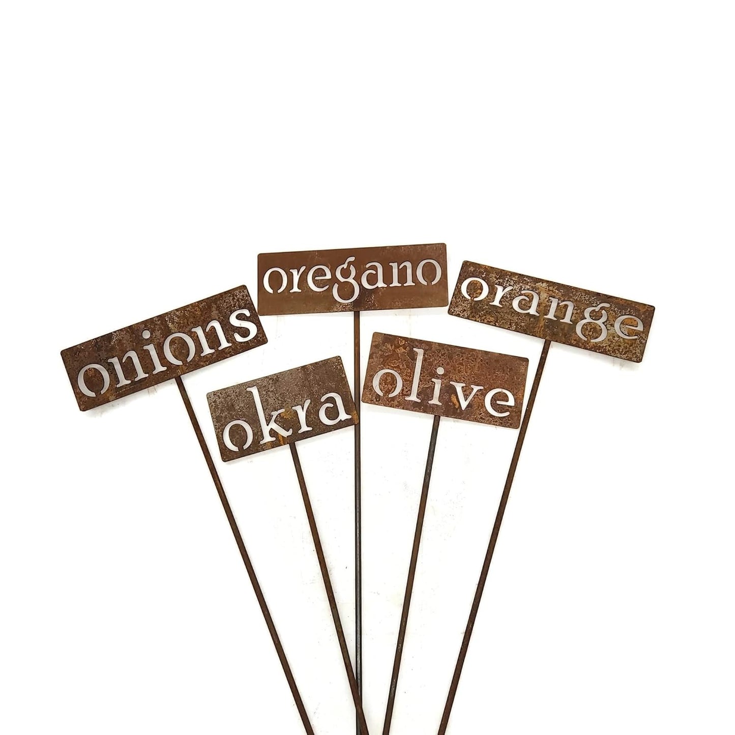 Classic Metal Garden Markers 19 Inches Tall (orange, Naturally Rusted)