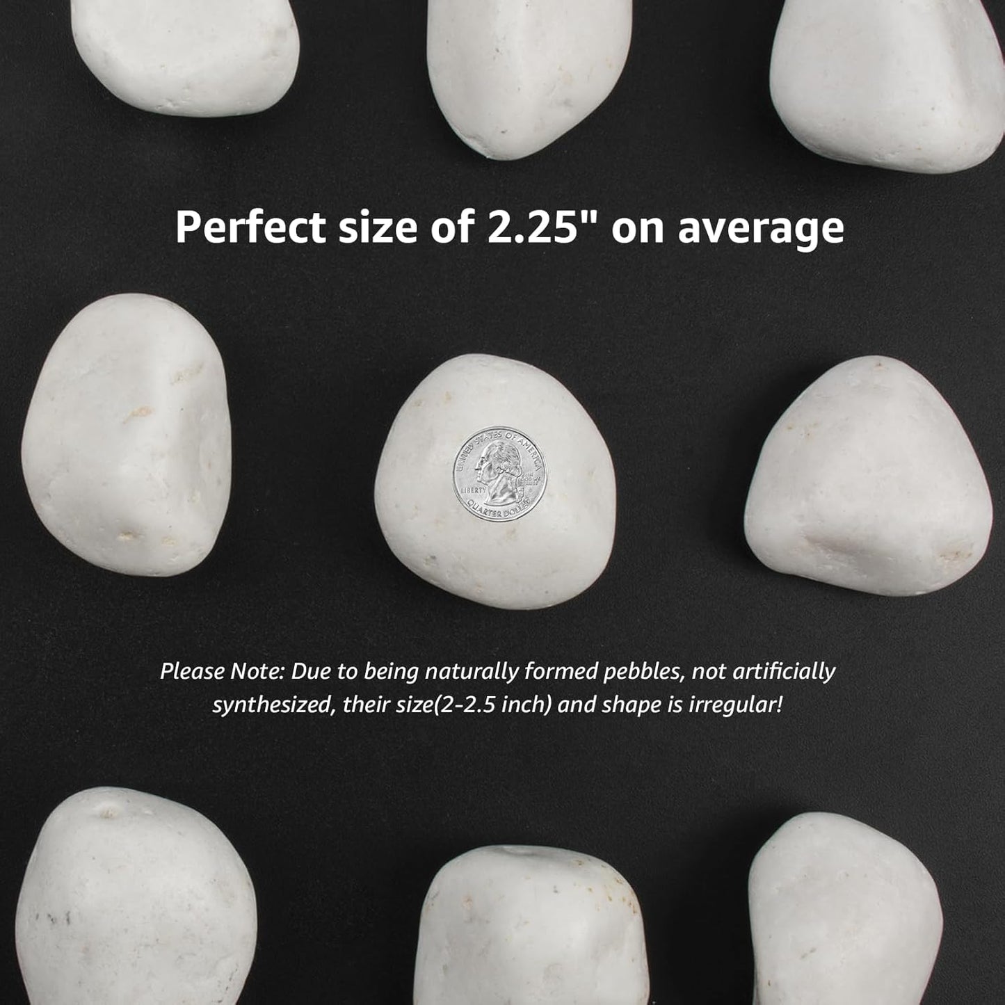 20 lbs White Polished Decorative Stones, 2-3 Inch Polished Rocks, Ideal for Garden Landscaping, Potted Plants, Pathways, Vase Fillers, and Aquarium Decoration(Pure White, Weight: 20 LB)