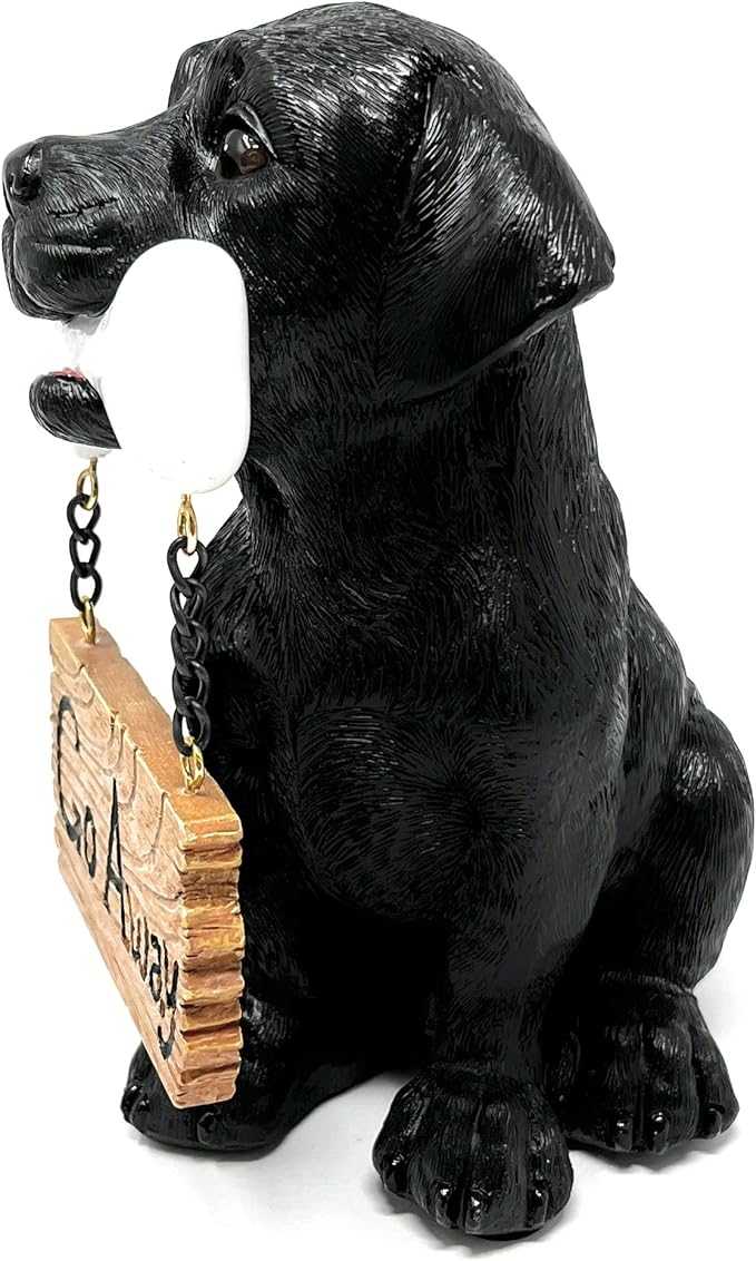 Nature's Mark Black Labrador Retriever Dog Puppy Statue with Welcome Sign Resin Garden Statue Decor 6.7" H