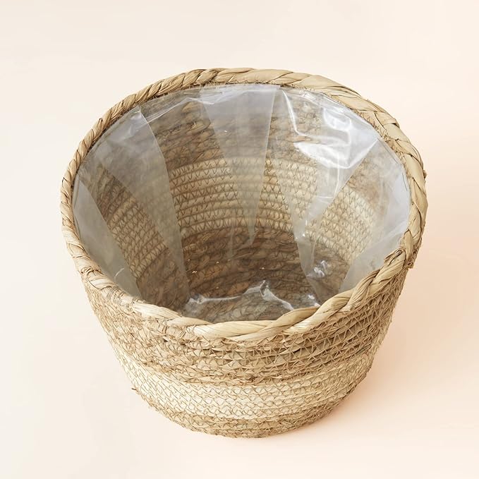 LA JOLIE MUSE Seagrass Planter Basket Indoor Outdoor, Flower Pots Cover, Plant Containers, Beige, 10 inch