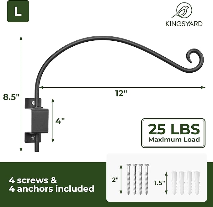 Kingsyard Swivel Plant Hangers Outdoor - 16 Inch Heavy Duty Wall Plant Hooks for Hanging Plant Baskets Bird Feeder Lanterns Wind Chimes
