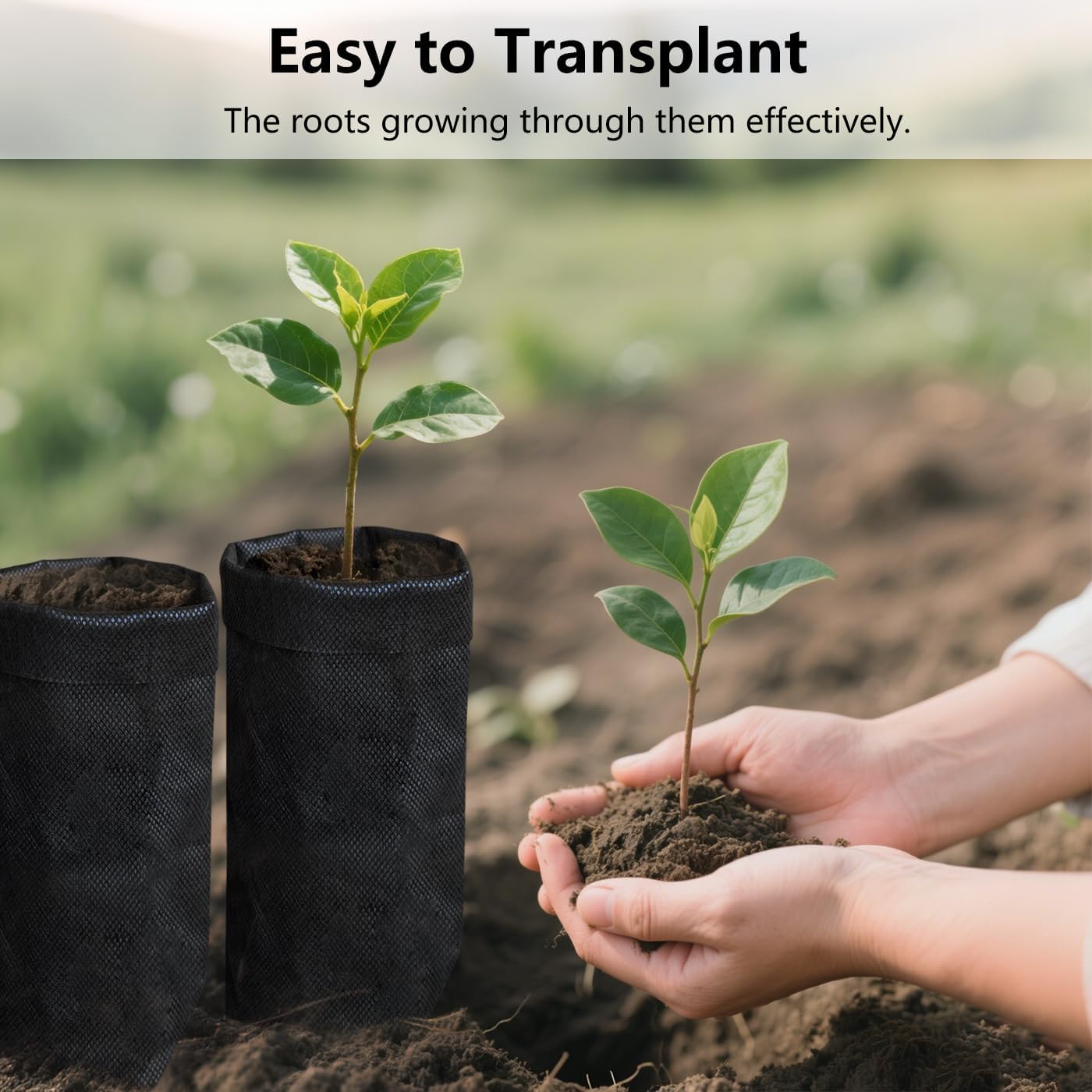 Belit 50 Pcs 13.5" H Deep Nursery Grow Bags, Non-Woven Plants Pots Container for Starting Deep Rooted Plants Vegetable, Flower, Seedling Tree, Black