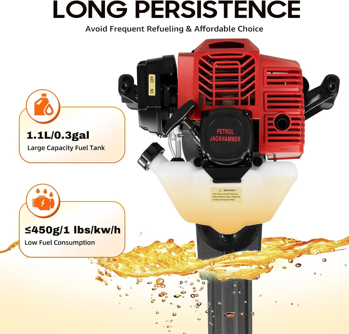 52cc Gas Power Shovel, 1900W Trench Digger, 2-Stroke Tree Root Remover, Efficient Garden Tool for Root Removal for Tree Root Removal and Transplanting