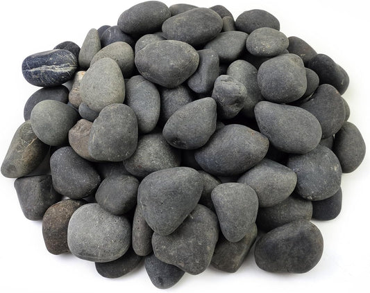 20 lbs Natural Unpolished Black Rocks Mexican Beach Pebbles, 2-3 Inch Decorative Black River Rocks for Outdoor Landscaping, Garden Paving, Plant Rocks, Fountain and Walkways
