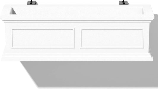 Veradek Brixton Series Plastic Railing Planter - Rectangular Planter for Outdoor Deck/Balcony | Crack-Resistant with Adjustable Rail Attachment | Classic Estate Design for Herbs, Succulents, Flowers