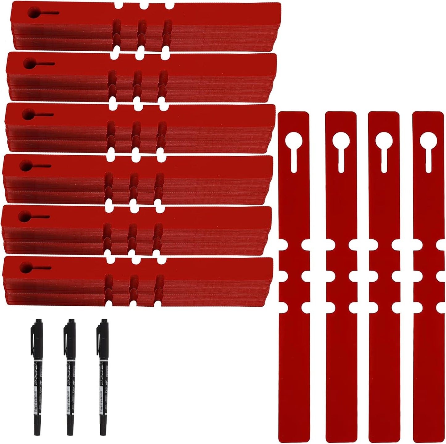 KINJOEK 1200 PCS Red Plant Labels Tags, Plastic Adjustable Wrap Around Waterproof Hanging Garden Tree Tags Plant Loop Tag for Identifying Various Outdoor Nursery Plants Flowers, 2x20cm