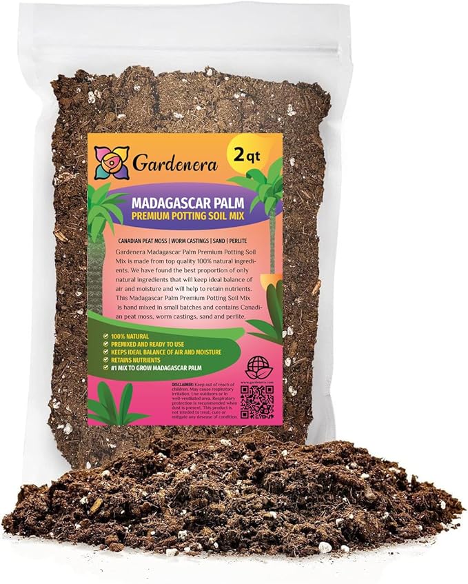 Elevate Your Madagascar Palm Oasis with Gardenera's Organic Potting Mix - Tailored for Robust Palms and Striking Form - 2 Quart