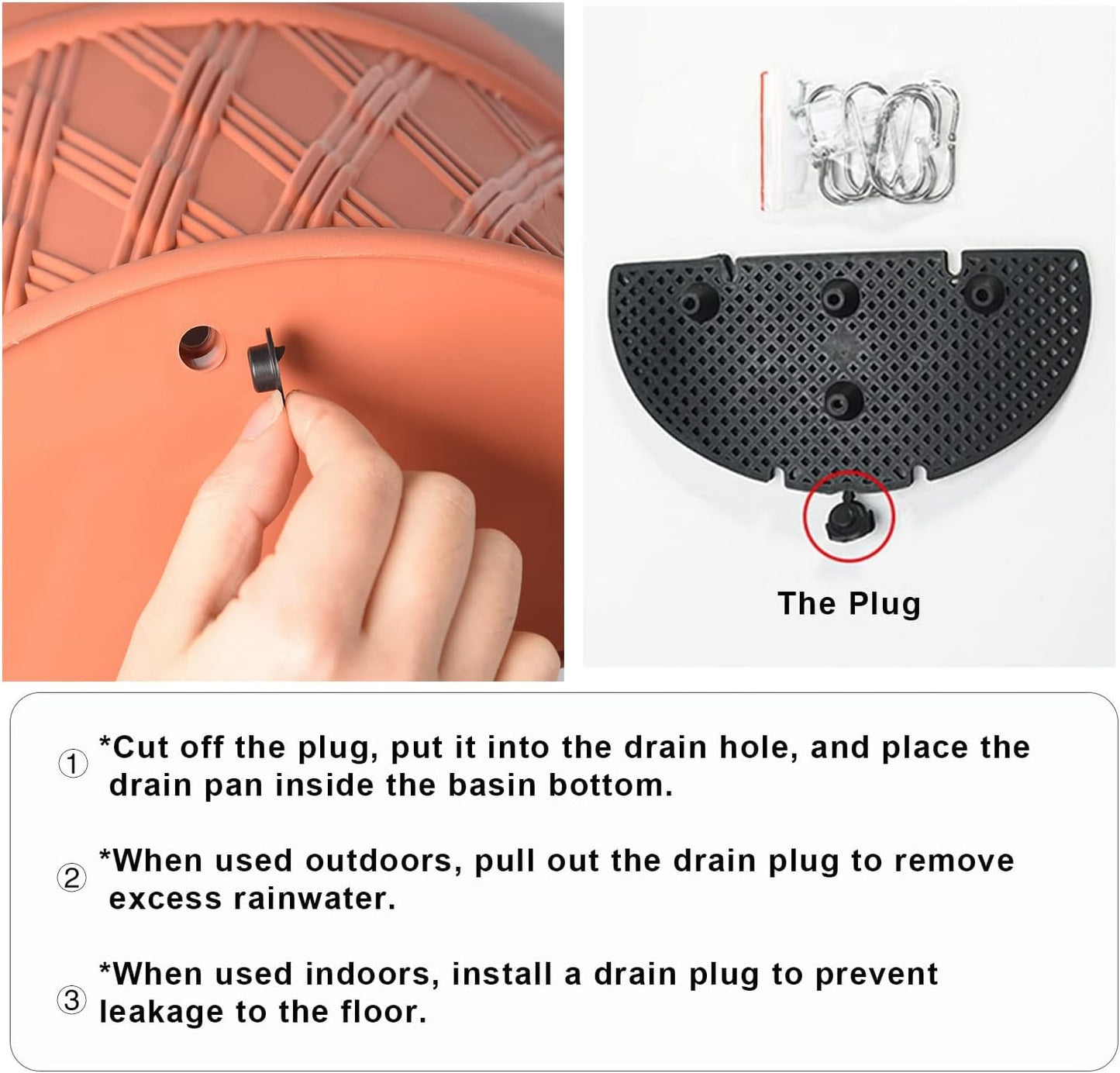 Sungmor Wall Hanging Planters,11.5 Inch Hanging Flower Pots for Railing Fence - Indoor Outdoor Balcony Wall Hanging Basket, Plastic Plant Pot Container - Half Round & 3PC Pack & Brick Red