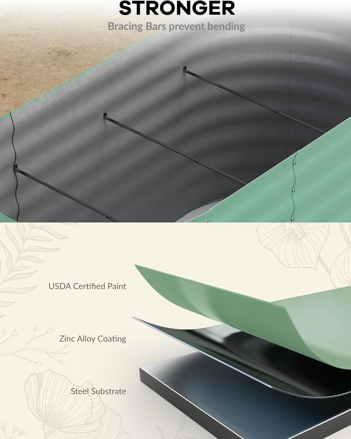 2 Pcs Raised Garden Beds Outdoor 8x4x2 ft - Galvanized Steel Planter Box for Vegetables, Flowers, Rust-Resistant Garden Box, Easy Assembly Raised Beds, Durable Planters for Outdoor Plants, Green