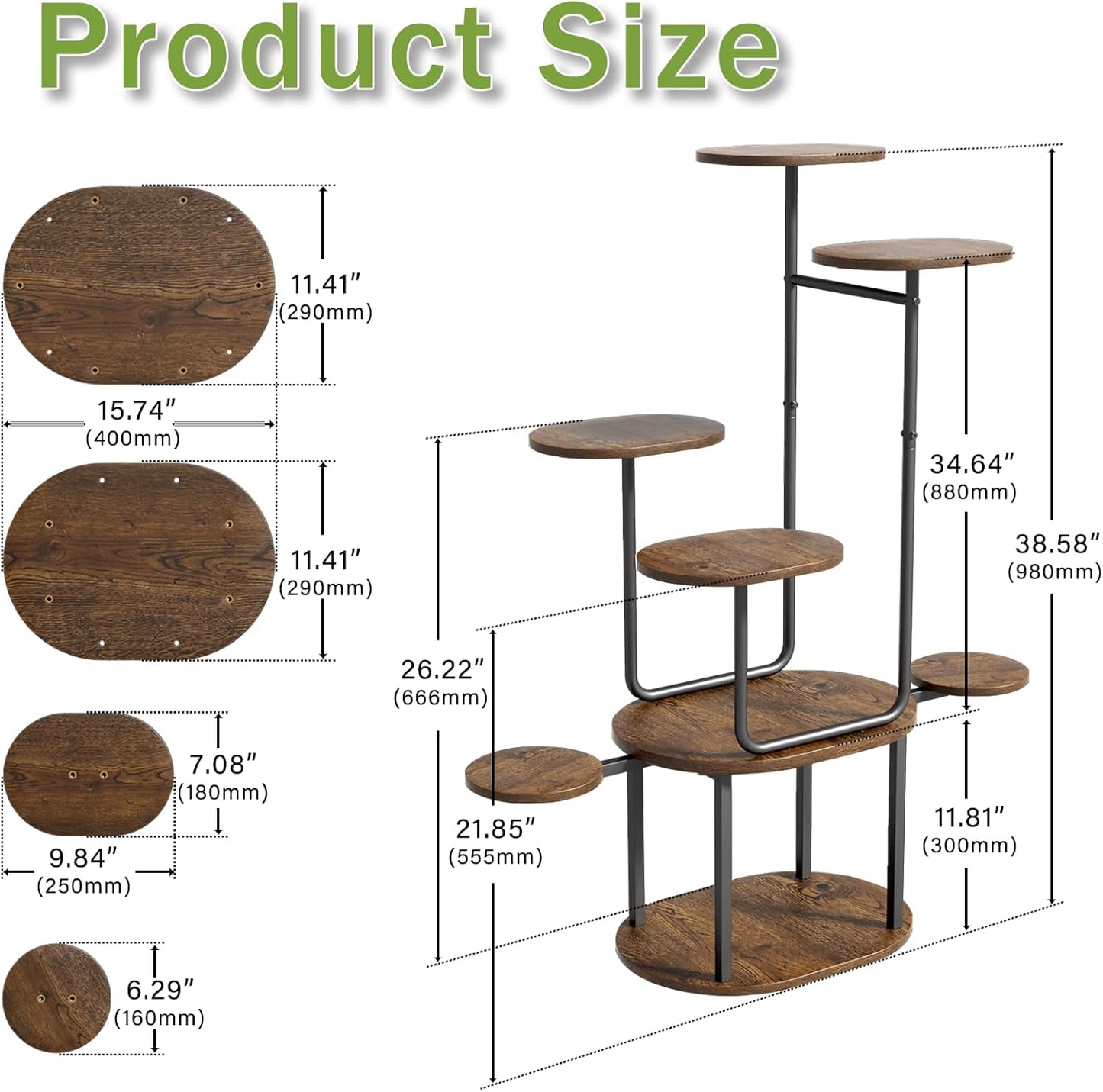 Plant Stand Indoor 8 Tier, Corner Plant Stand for Indoor Plants, 38.58" Tall Plant Stands, U-Shape Corner Shelf for Multiple Plants, Metal Plant Shelf for Living Room, Balcony, Patio, Garden