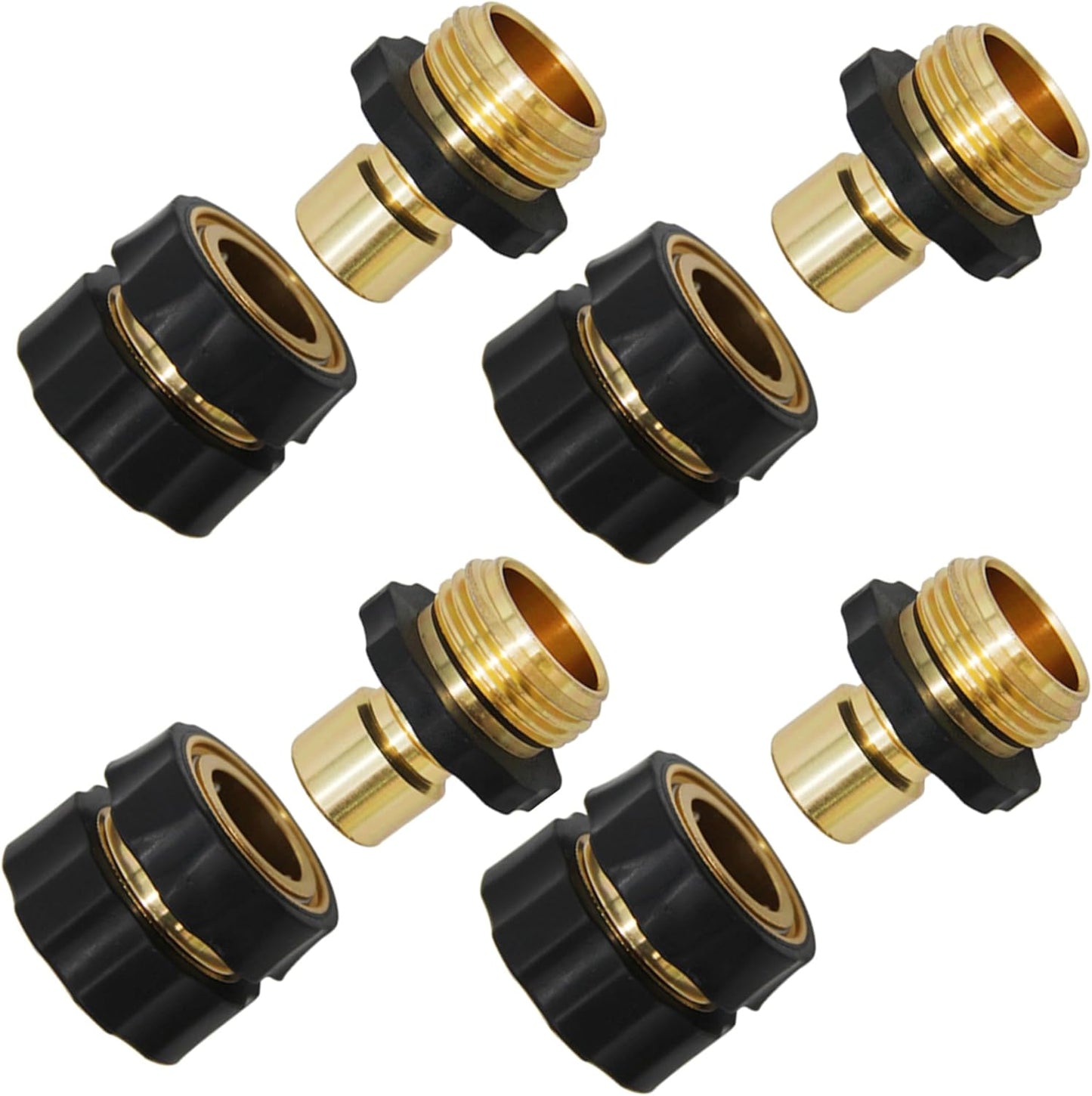 3/4 Inch Garden Hose Quick Connector Fittings, Easy Connector Fitting, Male and Female Set, (4)