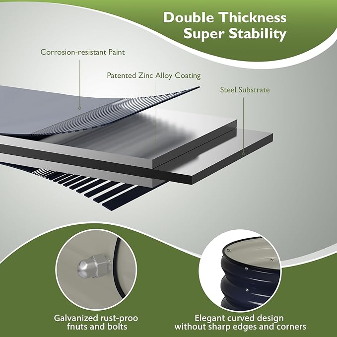 Raised Garden Bed Kit, 4x2x1 ft Galvanized Planter Box Outdoor with Safety Edging, Large Metal Raised Beds for Gardening Vegetables Flower Herb (Navy Blue)