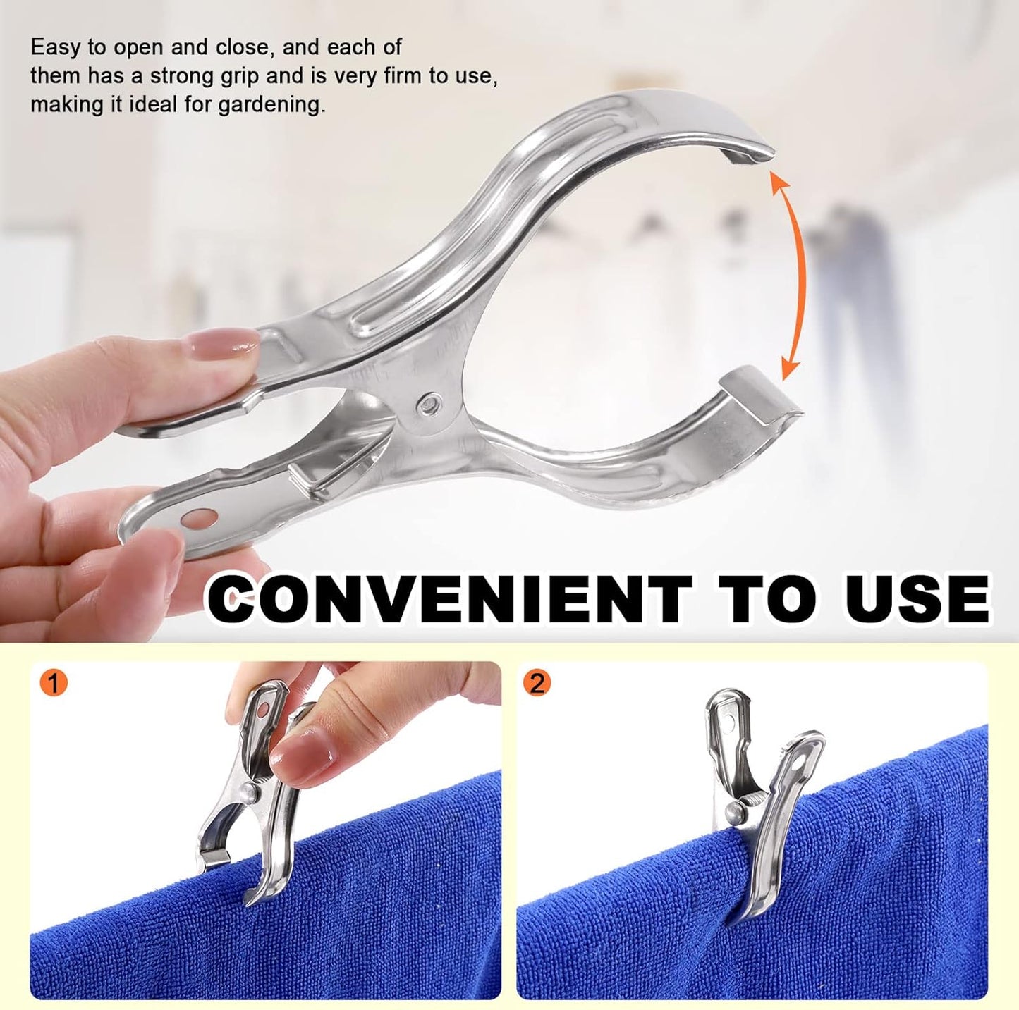 Tanstic 20Pcs 5.1 Inch Stainless Steel Greenhouse Clamps Garden Clips Greenhouse Clips Heavy Duty Garden Clips with Strong Grip and Large Open Mouth for Netting Holding