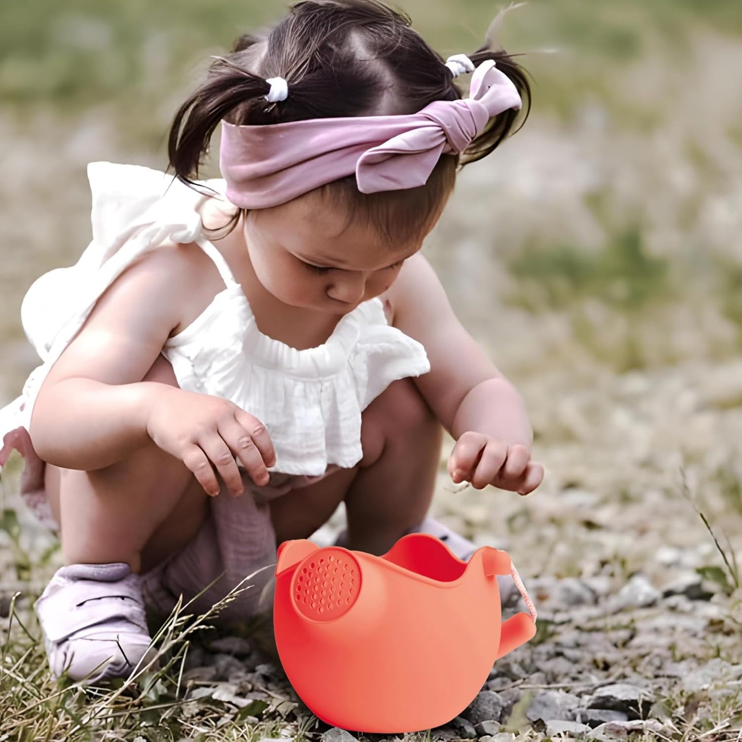 Scrunch Watering Can- Coral- Collapsible, Lightweight & Eco-Friendly- Silicone Portable Water Pitcher for Kids, Beach, Garden & Travel- Durable & BPA-Free