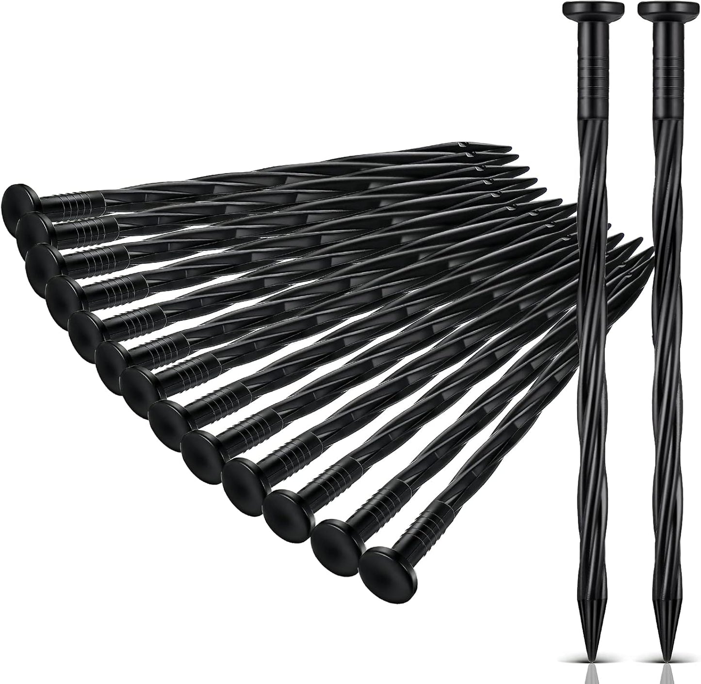 Jetec 150 Pcs Landscape Spikes Bulk Plastic Edging Nails Garden Spiral Landscape Edging Anchoring Spike for Paver, Weed Barriers, Turf, House Construction Ground Lawn (Black,8 Inch)