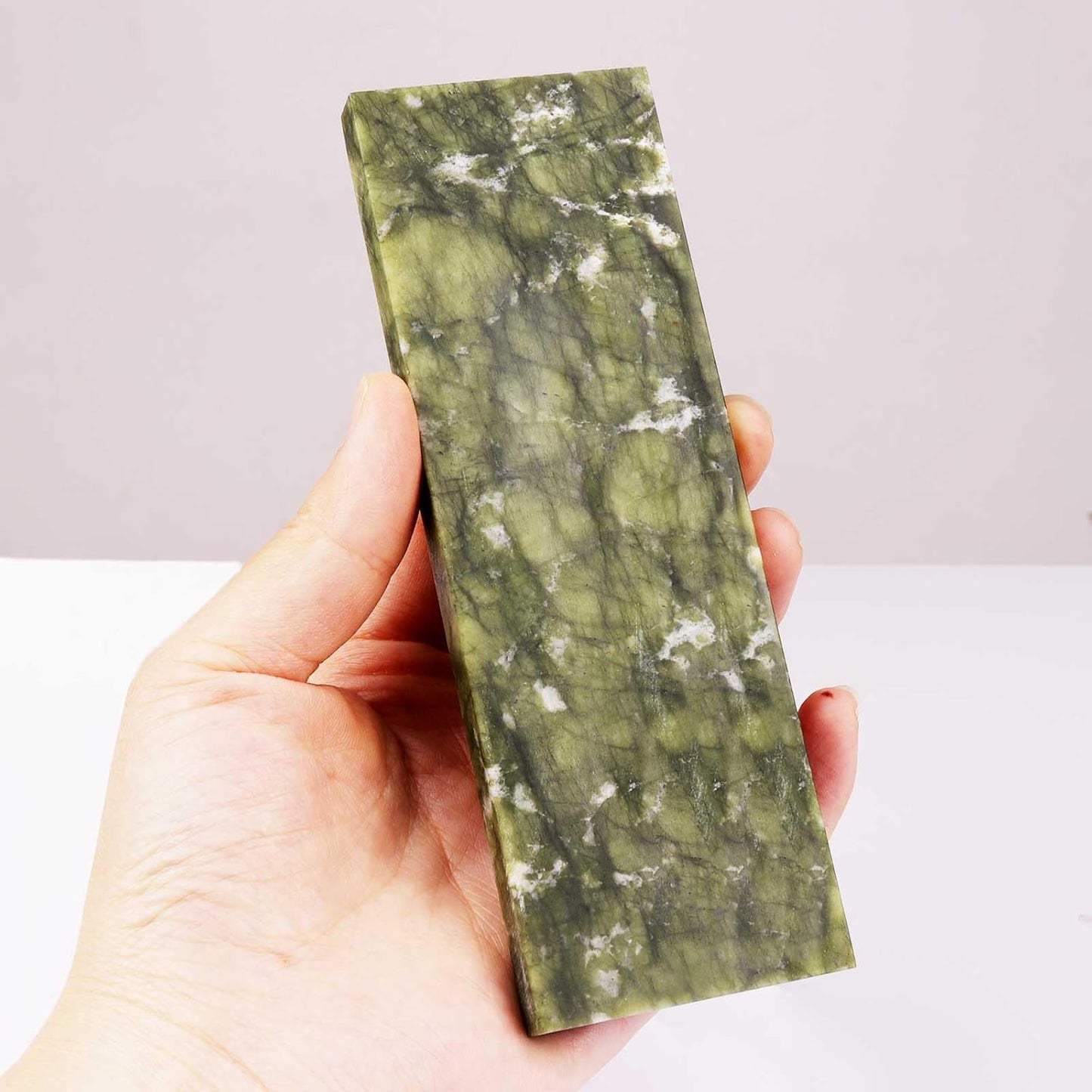 10000# Sharpening Stone,Ultra Fine Polishing Mirror Edge Stone Natural Green Hard Sharpener Whetstone for Knives Tools,Cutting Tools (5.9x1.97x0.39Inch)