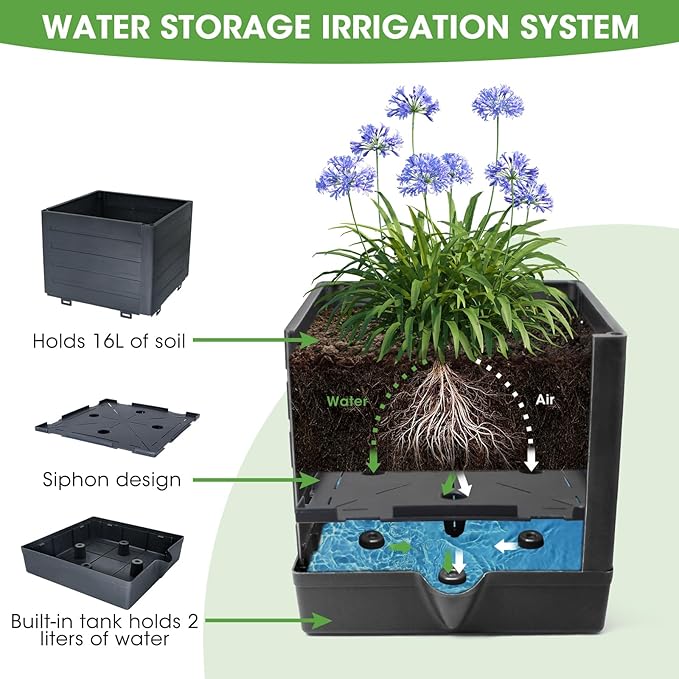 Raised Garden Bed Planter Box with Trellis, 58” Tomato Cage Planter Raised Garden Bed with Trellis for Climbing Vegetables Plants Tomato Cage w/Self-Watering, Indoor Outdoor Use (2)