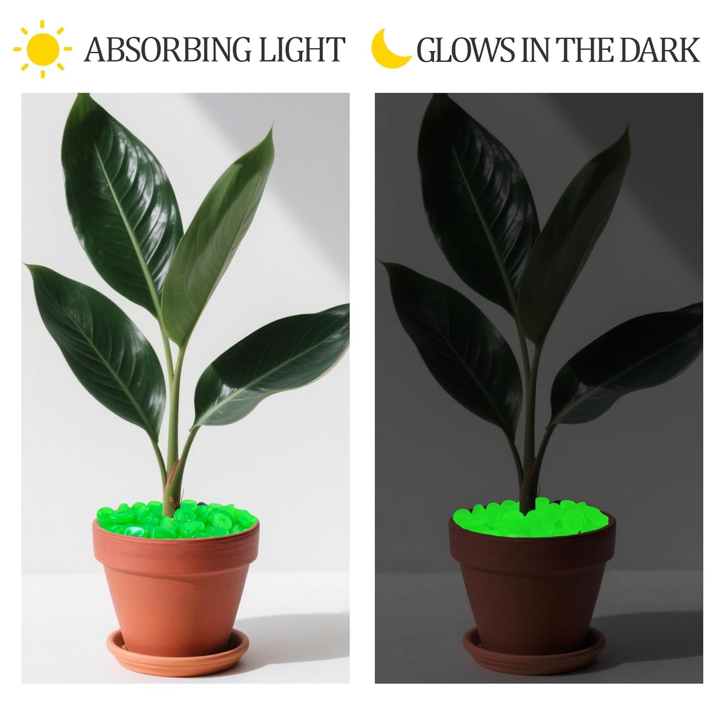 3.5LB Glow Pebbles Glowing Rocks for Garden Decoration 25-27mm Luminous Stones Glowing Stones for Driveway Landscape Walkway,Green(500pcs)