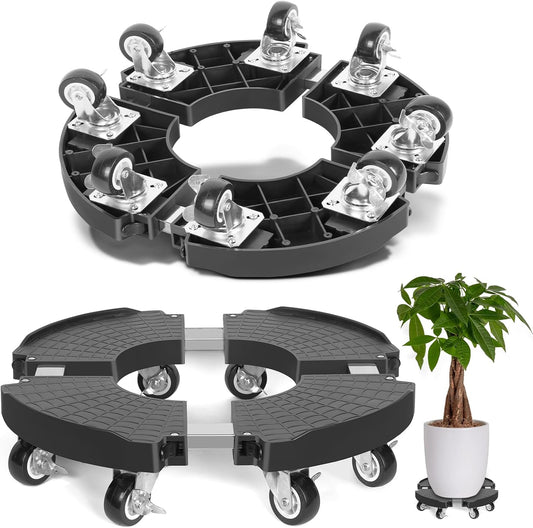 TreeGun Plant Caddy with Wheels Heavy Duty with 8 Lockable Casters, Rolling Plant Stand Adjustable for 8 inch-22 inch Outdoor Indoor Large Plant, Plant Dolly with Wheels Heavy Duty 500lbs Capacity