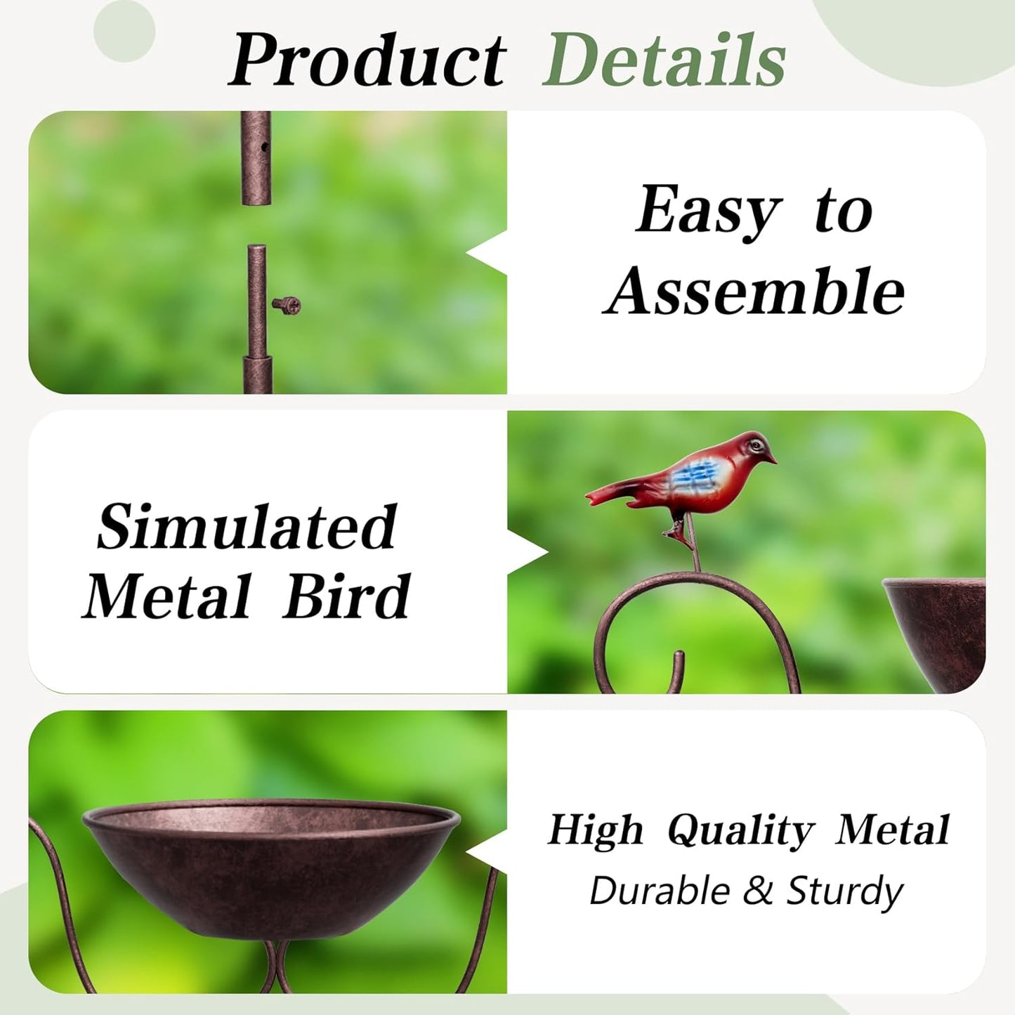 Bird Bath for Outside - Antique Iron Bird Bath with Trellis,Detachable Decorative Hummingbird Bowl,Metal Plant Support for Climbing Flowers,Elegant Outdoor Garden Feature (Hummingbird)