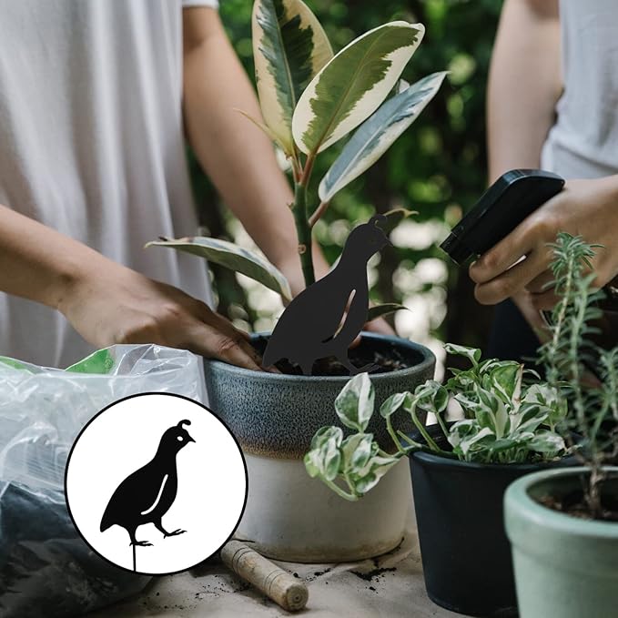 NUOBESTY 4pcs Metal Quail Garden Decorative Statues Standing Metal Quail Lawn Sculptures Ornaments Metal Quail Art Sculptures for Yard Garden Lawn Decor Animal Outdoor Decorations