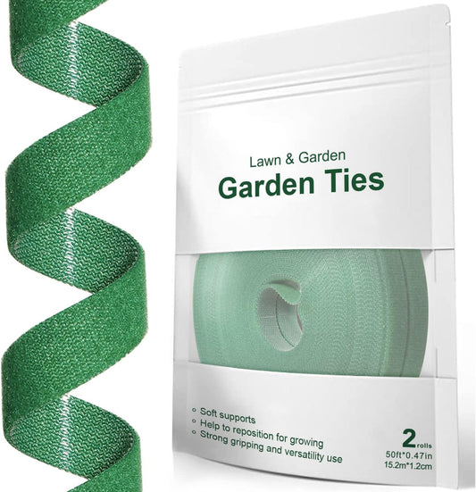 LE TAUCI Plant Ties, Garden Tape for Plant, Reusable Adjustable Thicker Support for Growing, Strong Grip, Tomato Vines Indoor Outdoor, 100 ft (2 roll 50ft) x 0.47 Inch, Green