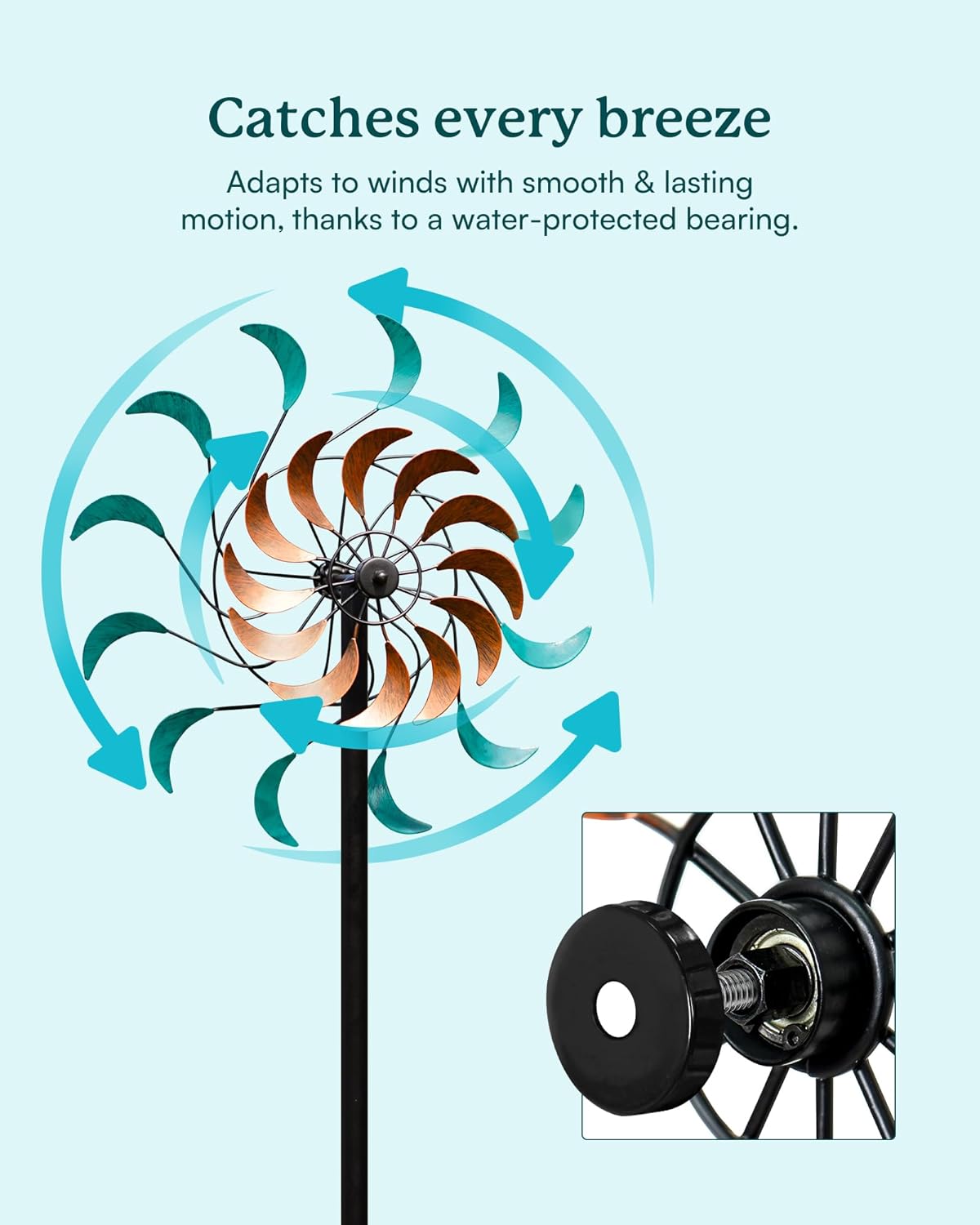 Wind Spinners Outdoor - Metal Windmill for Yard and Garden, Kinetic Wind Sculptures with Stake, Ideal Artistic Decor Gift (13'' W x 54'' H)