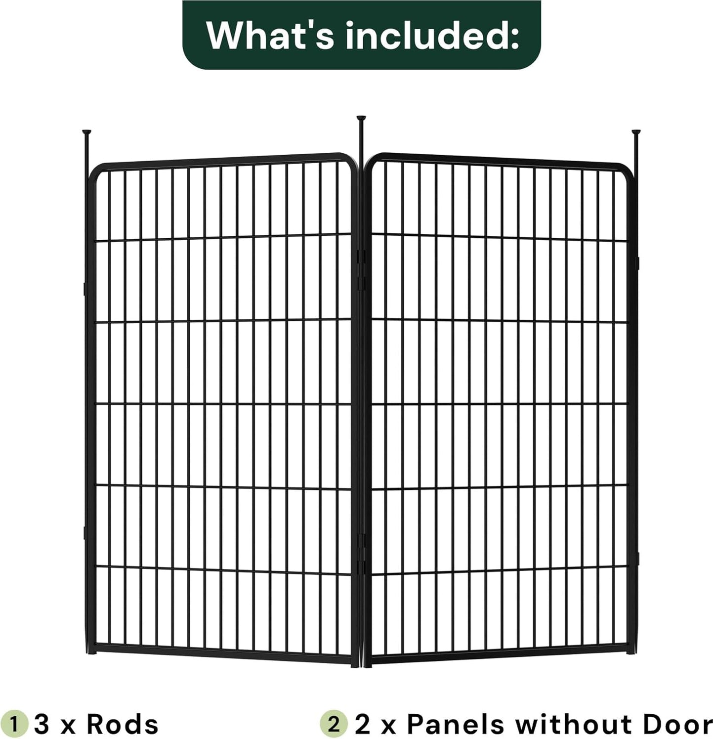 Doorless Garden Fence 45 in(H) x 4.5 ft(L) 2 Panels, Heavy Duty Metal Animal Barrier Fence, No Dig Fence for Dogs, Rabbit Fence for Garden, Black
