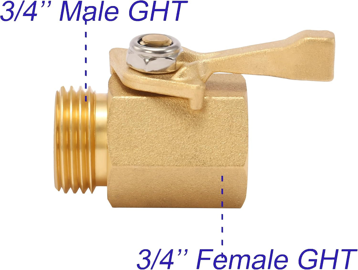 M MINGLE Heavy Duty Brass Garden Hose Shut Off Valve, 3/4 Inch, 2-Pack with 2 Hose Washers