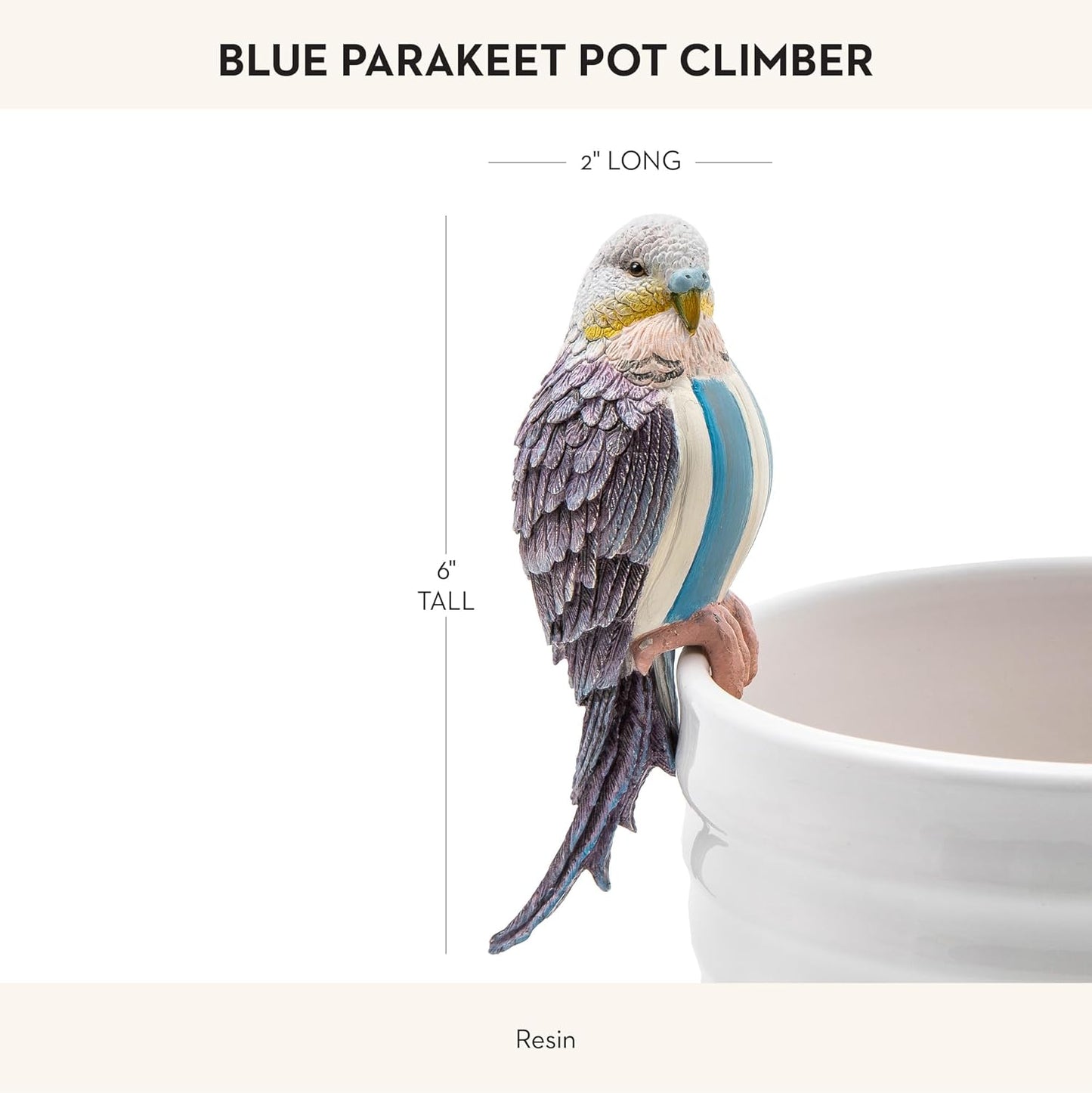 MACKENZIE-CHILDS Pot Climber, Decorative Flowerpot Hanger, Indoor and Outdoor Planter Hanging Decor, Blue Parakeet