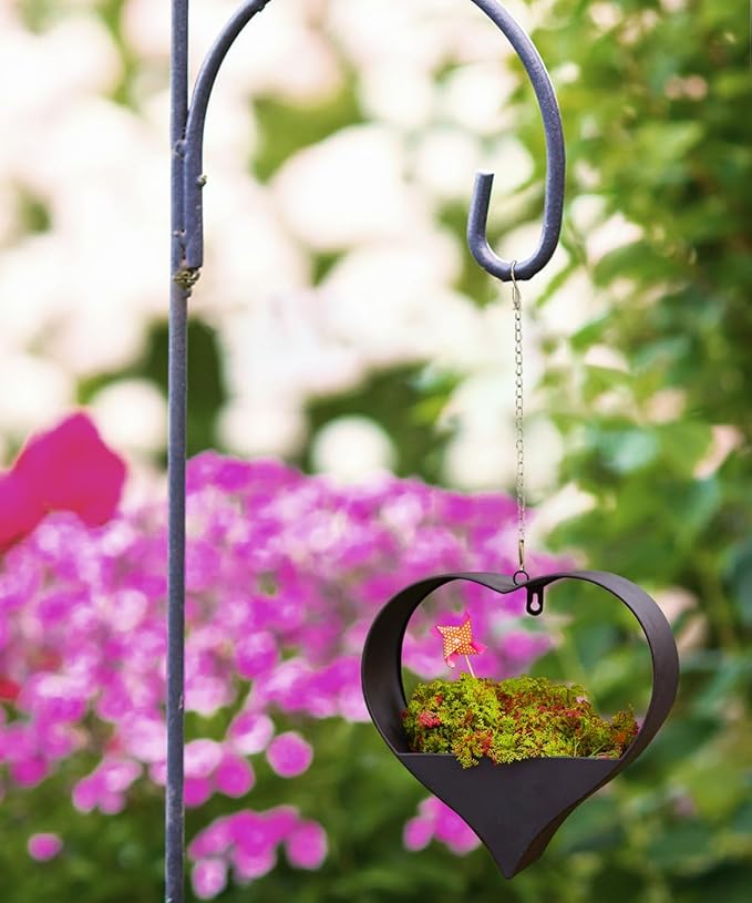 Metal Hanging Planters for Indoor & Outdoor Plants -12 Inch Heart Shaped Planters for Wall or Window,Garden or Indoor Decor for Women(Black)